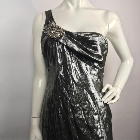 David Meister Metallic Embellished Silk Gown - Picture 7 of 8